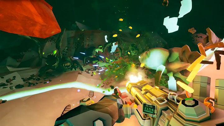 Tarcza ochronna utrzymuje się przez 6 sekund po czym ulega dezaktywacji, automatycznie wraca do plecaka Gunnera i przechodzi w czas schłodzenia - Deep Rock Galactic: Gunner - wyposażenie specjalne - Deep Rock Galactic - poradnik do gry