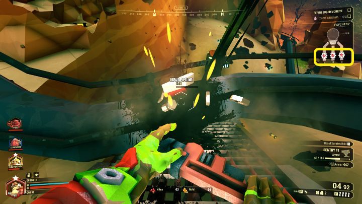 Podczas wydobycia rurociągi mogą zostać uszkodzone, co zostanie zasygnalizowane komunikatem głosowym, a na miniaturze po prawej stronie pojawi się odpowiednie oznaczenie - Deep Rock Galactic: On-Site Refining - główny cel misji - Deep Rock Galactic - poradnik do gry