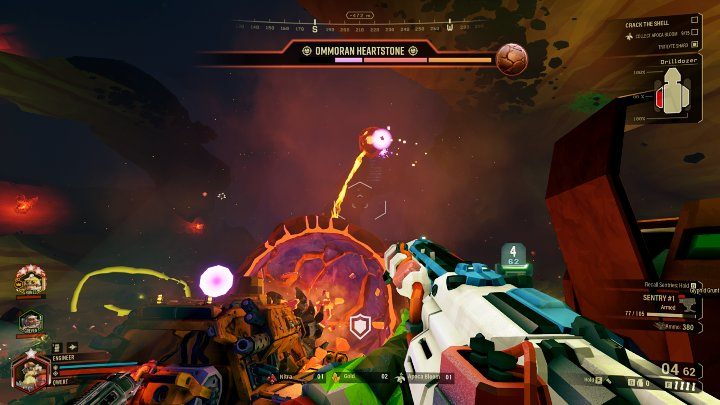 W drugiej fazie nad Ommorańskim Kamieniem Sercem zaczną lewitować okrągłe skały, które należy jak najszybciej zniszczyć - Deep Rock Galactic: Escort Duty - główny cel misji - Deep Rock Galactic - poradnik do gry