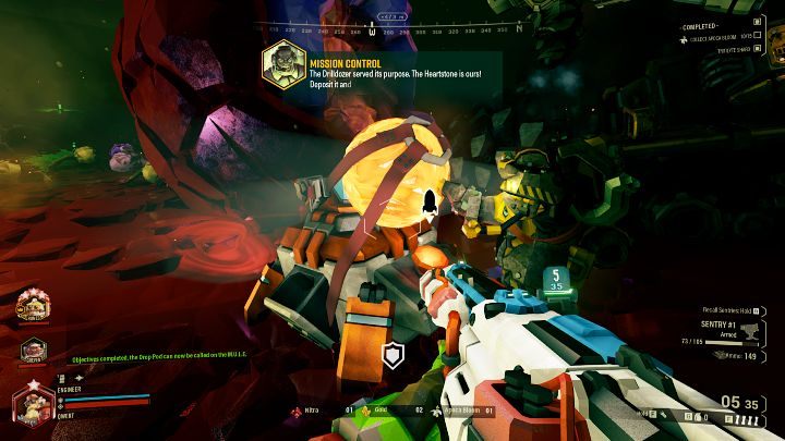 Po rozbiciu wszystkich powłok Ommorańskiego serca, można będzie zebrać rdzeń i aktywować proces ewakuacji - Deep Rock Galactic: Escort Duty - główny cel misji - Deep Rock Galactic - poradnik do gry