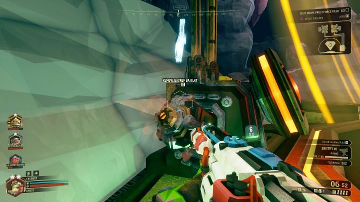 Po wyłączeniu obydwu elektrown, należy wrócić do magazynu danych i wyciągnąć zapasową baterię z projektora pola siłowego, aby kompletnie je wyłączyć - Deep Rock Galactic: Industrial Sabotage - główny cel misji - Deep Rock Galactic - poradnik do gry