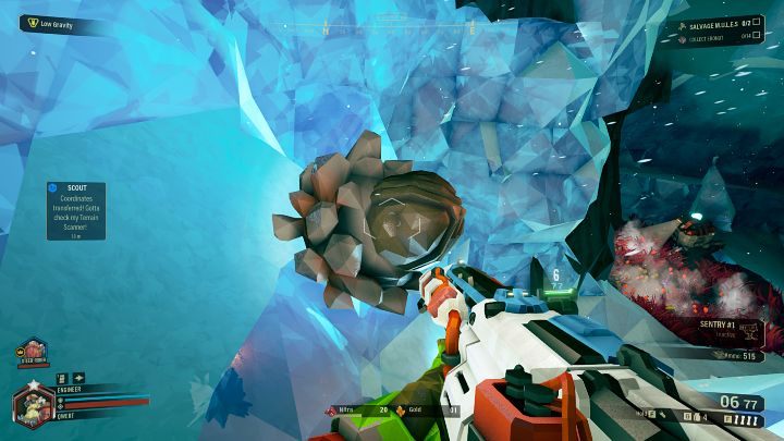 Ebonut są zamknięte w dużej, charakterystycznej kamiennej skorupie, którą należy rozłupać, aby dostać się do orzecha - można użyć kilofa lub wiertarek Drillera - Deep Rock Galactic: Ebonut - roślina, zasób - Deep Rock Galactic - poradnik do gry