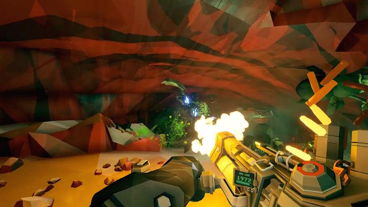 Lead Storm Powered Minigun potrzebuje chwili na rozgrzanie zanim zacznie strzelać i posiada unikatową właściwość, która sprawia, że broń staje się znacznie celniejsza przy strzelaniu długimi seriami - Deep Rock Galactic: Gunner - broń główna - Deep Rock Galactic - poradnik do gry