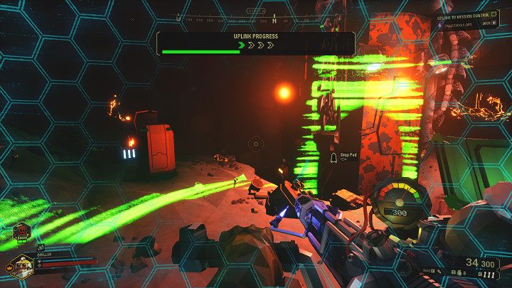 Gdy łącze zwrotne zostanie poprawnie rozłożone rozpocznie się proces uruchamiania mechanizmu, który potrwa kilkadziesiąt sekund - Deep Rock Galactic: Salvage Operation - zakończenie misji, ewakuacja - Deep Rock Galactic - poradnik do gry