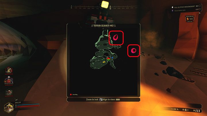 Po rozpoczęciu misji Elimination postaraj się zlokalizować miejsce położenia kokonów na skanerze (domyślnie tabulator na klawiaturze) - Deep Rock Galactic: Elimination - główny cel misji - Deep Rock Galactic - poradnik do gry