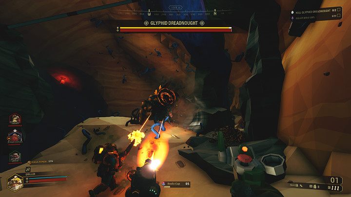 Dreadnought to mocno opancerzony przeciwnik i z tego powodu posiada unikatowy pasek zdrowia - Deep Rock Galactic: Elimination - Dreadnought, jak walczyć, zabić? - Deep Rock Galactic - poradnik do gry