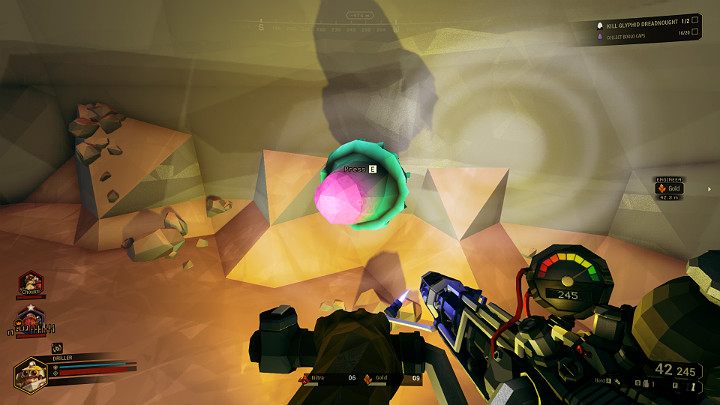 Na powyższym obrazku można zauważyć jeden z dodatkowych zasobów, Boolo Cap, który należy zebrać, aby zaliczyć zadanie poboczne w trakcie wykonywania misji Point Extraction - Deep Rock Galactic: Elimination - poboczne cele misji - Deep Rock Galactic - poradnik do gry