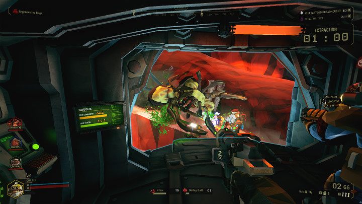 Na przeprowadzenie ewakuacji przewidziano dokładnie 5 minut i jeśli Gracze nie zmieszczą się w wyznaczonym limie czasowym misja zakończy się fiaskiem - Deep Rock Galactic: Elimination - zakończenie misji, ewakuacja - Deep Rock Galactic - poradnik do gry