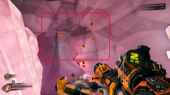 Małe złote płatki można bardzo łatwo przeoczyć, szczególnie jeśli zostały zasłonięte bezwartościowymi kryształami lub jakąś inną rudą surowca - Deep Rock Galactic: Gold - zasób, przedmiot - Deep Rock Galactic - poradnik do gry