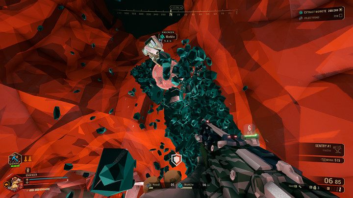 Jeśli chcesz zlecić Bosco wydobywanie surowców wystarczy użyć wskaźnika laserowego i wcisnąć odpowiedni przycisk - na PC będzie to LPM, a na Xbox One RT - Deep Rock Galactic: APD-B317 (Bosco), umiejętności, modyfikacje - Deep Rock Galactic - poradnik do gry