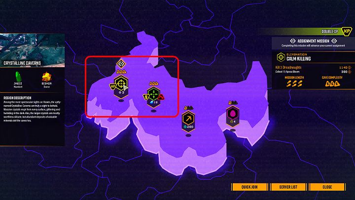 Anomalie i ostrzeżenia można rozpoznać za sprawą dodatkowych znaczków przy wyborze misji - Deep Rock Galactic: Mutacje - anomalie, ostrzeżenia - Deep Rock Galactic - poradnik do gry