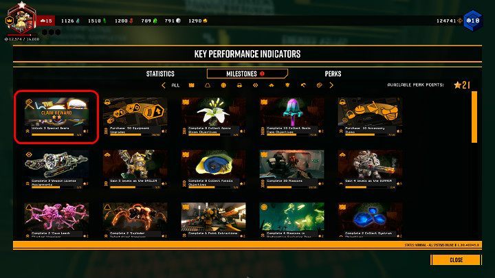 Gdy Gracz zaliczy określony Milestone poprzez wykonywanie odpowiedniego zadania, na głównym ekranie gry wyświetli się stosowna informacja, że otrzymał on nagrodę w postaci Perk Points - Deep Rock Galactic: Perki - najlepsze, jak zdobyć? - Deep Rock Galactic - poradnik do gry