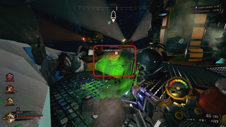Konsola z odpowiednim przyciskiem znajduje się na tyłach platformy wydobywczej - Deep Rock Galactic: Point Extraction - zakończenie misji, ewakuacja - Deep Rock Galactic - poradnik do gry