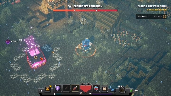 Na Corrupted Cauldron natkniesz się pod koniec mapy Błotniste Bagna - Minecraft Dungeons: Corrupted Cauldron, boss - jak pokonać? Opis walki - Minecraft Dungeons - poradnik do gry