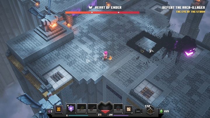 Ostatnim atakiem są pozostawiane czarne plamy, jeśli w niej staniesz możesz stracić ogromną ilość punktów zdrowia - Minecraft Dungeons: Arch-Illager, boss - jak pokonać? Opis walki - Minecraft Dungeons - poradnik do gry