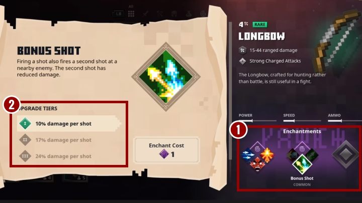 Każda umiejętność posiada kilka stopni zaawansowana [2] - Minecraft Dungeons: Rozwój postaci - personalizacja, awans na wyższy poziom - Minecraft Dungeons - poradnik do gry