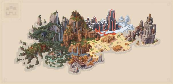 Świat przedstawiony w grze podzielony został na szereg mniejszych lokacji - Minecraft Dungeons: Świat gry - eksploracja, podział - Minecraft Dungeons - poradnik do gry