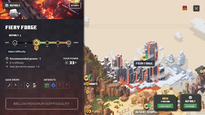 Aby dostać się na najwyższy poziom trudności musisz pierw przejść mapę na ciut wyższym od normalnego - Minecraft Dungeons: Poziom trudności mapy - Minecraft Dungeons - poradnik do gry