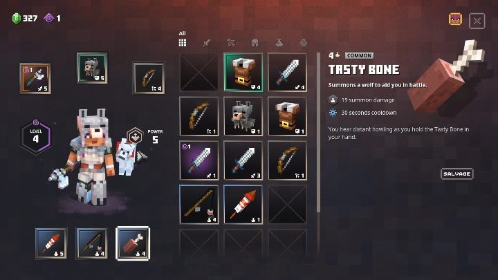 Zdobytą umiejętność umieść w jednej z dostępnych luk, na przedmioty, a potem po prostu używaj stale, aby ciągle Ci towarzyszył - Minecraft Dungeons: Pies - jak zdobyć, umiejętności? - Minecraft Dungeons - poradnik do gry