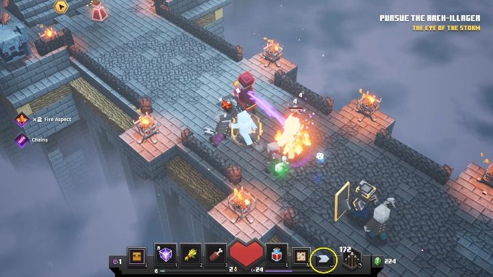 Przewrót ma swój cooldown, Twoja postać może turlać się jedynie co kilka sekund - Minecraft Dungeons: Mapa - skakanie, turlanie, uniki - Minecraft Dungeons - poradnik do gry