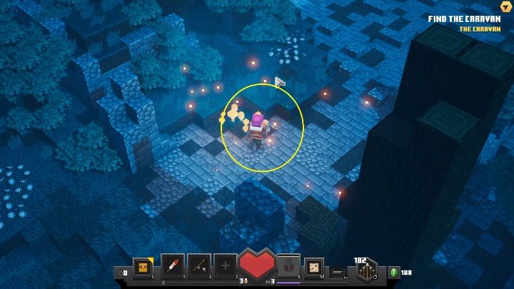 Możesz to jednak sprawdzić również patrząc się na swoją postać - Minecraft Dungeons: Mapa - skakanie, turlanie, uniki - Minecraft Dungeons - poradnik do gry