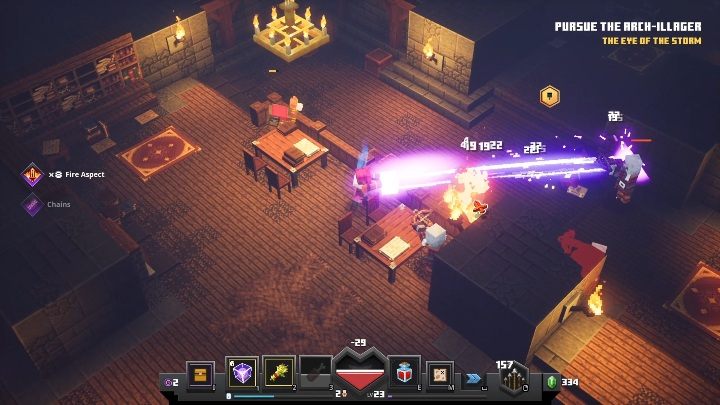 Wszystkie efekty, które aktualnie oddziałują na postać ukazane są w lewym rogu ekranu - Minecraft Dungeons: Power-upy, wzmocnienia i mikstury - jak używać, kiedy - Minecraft Dungeons - poradnik do gry