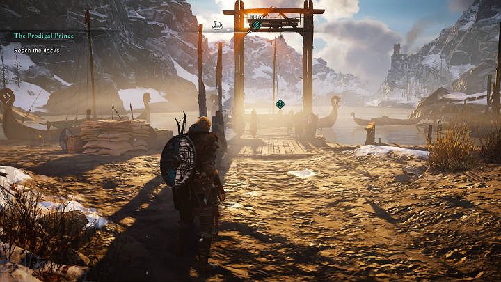 Udaj się do przystani, by powitać Sigurda i poznać jego nowych znajomych: Basima i Hythama - Assassins Creed Valhalla: Książę Marnotrawny/The Prodigal Prince - solucja - Assassins Creed Valhalla - poradnik do gry