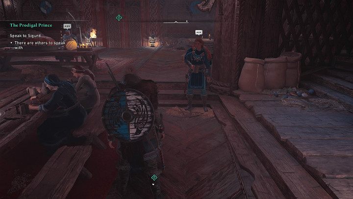 Gdy opowieść dobiegnie końca Sigurd zaprosi Cię na bok, z dala od gwaru, by osobiście z Tobą porozmawiać - Assassins Creed Valhalla: Książę Marnotrawny/The Prodigal Prince - solucja - Assassins Creed Valhalla - poradnik do gry