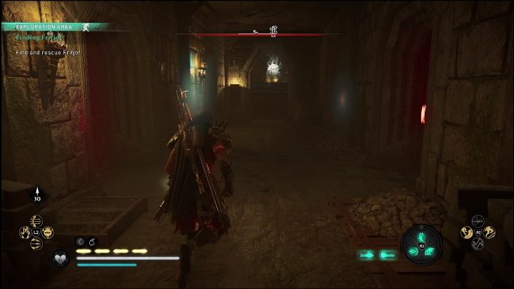 W środku musicie dotrzeć do piwnicy, w niej przetrzymywani się więźniowie - AC Valhalla Świt Ragnaroku: W poszukiwaniu Fritjofa (Finding Fritjof) - solucja, opis przejścia - Assassins Creed Valhalla - poradnik do gry