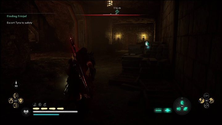 Po rozmowie wyprowadźcie kobietę z jaskini - AC Valhalla Świt Ragnaroku: W poszukiwaniu Fritjofa (Finding Fritjof) - solucja, opis przejścia - Assassins Creed Valhalla - poradnik do gry