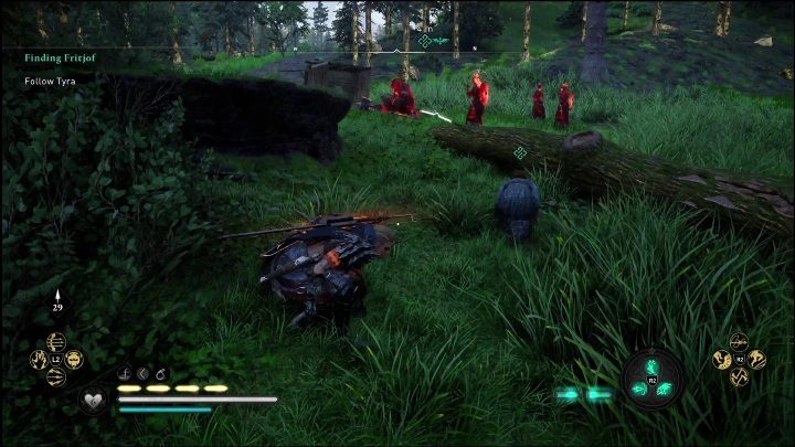 Po przepłynięciu na drugą stronę od razu zobaczycie zgraję przeciwników - AC Valhalla Świt Ragnaroku: W poszukiwaniu Fritjofa (Finding Fritjof) - solucja, opis przejścia - Assassins Creed Valhalla - poradnik do gry