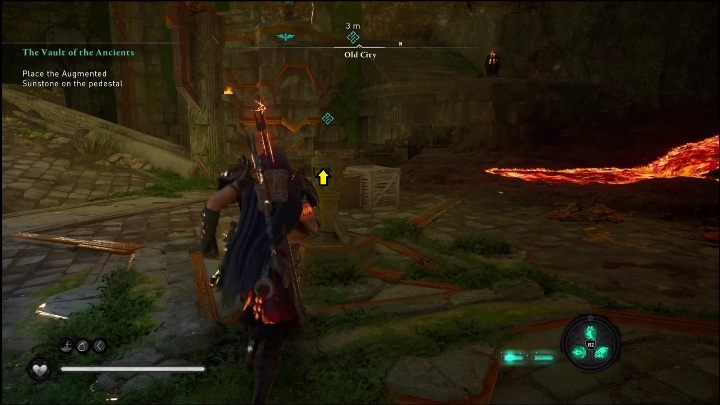 Wzmocniony kamień w misji Uczony i kamień słoneczny należy położyć w wyznaczonym miejscu - AC Valhalla Świt Ragnaroku: Skarbiec starożytnych (The Vault of the Ancients ) - solucja, opis przejścia - Assassins Creed Valhalla - poradnik do gry