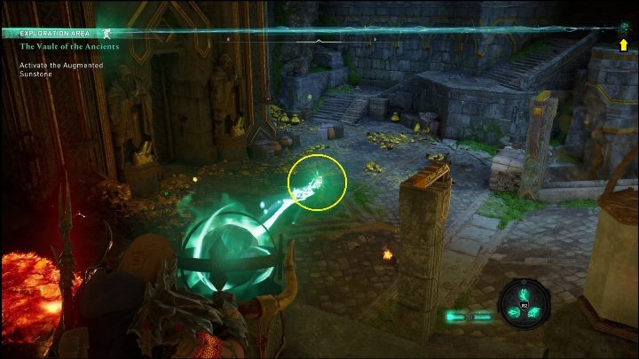 Po włożeniu kamienia w określony punkt, należy skierować na niego dwa promienie - AC Valhalla Świt Ragnaroku: Skarbiec starożytnych (The Vault of the Ancients ) - solucja, opis przejścia - Assassins Creed Valhalla - poradnik do gry