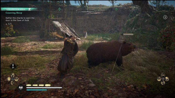 Ślady doprowadzą Was do polany, na której wygrzewają się dwa niedźwiedzie - AC Valhalla Crossover Stories: Licząc barany - wszystkie odłamki, solucja - Assassins Creed Valhalla - poradnik do gry