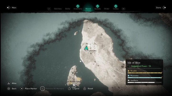 Mapę skarbu znajdziecie w północno zachodniej części wyspy - AC Valhalla Crossover Stories: Mapa ukrycia skarbu - Isle of Skye, lokacja - Assassins Creed Valhalla - poradnik do gry