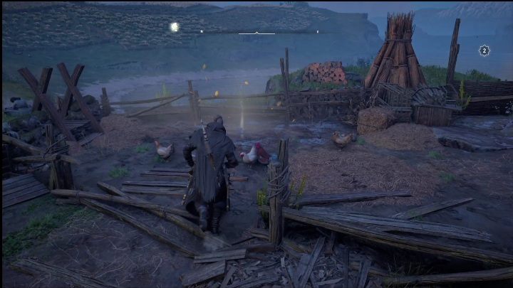 Koniec: Kartka zatrzyma się w zagrodzie kur, bez problemu dobiegniecie do niej w kilkanaście sekund - AC Valhalla Crossover Stories: Karta niesiona wiatrem - Isle of Skye, lokacje - Assassins Creed Valhalla - poradnik do gry