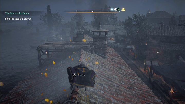 Koniec: Kartka zatrzyma się na końcu dachu, przy moście - AC Valhalla Oblężenie Paryża: Karta niesiona wiatrem, Amienois - sekrety - Assassins Creed Valhalla - poradnik do gry