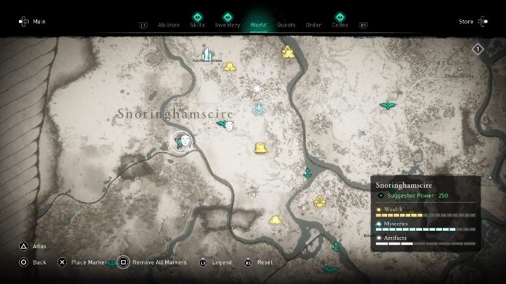 Maskę znajdziesz na południu, zaraz obok punktu synchronizacji - Assassins Creed Valhalla: Rzymski artefakt - Snotinghamscire, sekrety, lokacje - Assassins Creed Valhalla - poradnik do gry