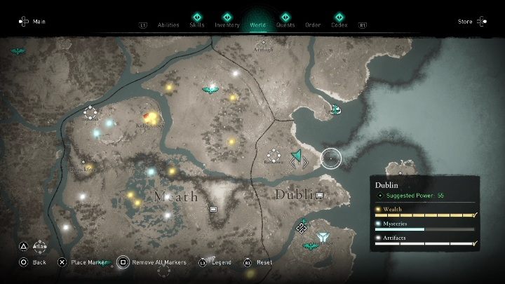 Ten skarb zakopany został na wschód od Rathdown - AC Valhalla Gniew Druidów: Mapa ukrycia skarbu - Dublin, sekrety, lokacje - Assassins Creed Valhalla - poradnik do gry