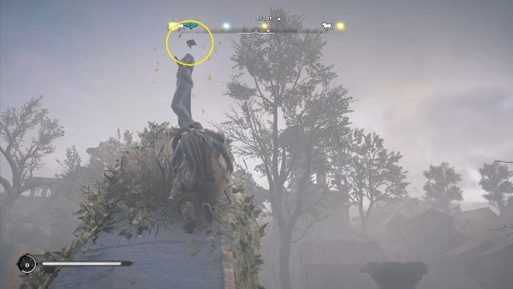 Koniec: zatrzyma się nad posągiem, który znajduje się na zniszczonych kamiennych elementach - Assassins Creed Valhalla: Karta niesiona wiatrem - Lunden, sekrety, lokacje - Assassins Creed Valhalla - poradnik do gry