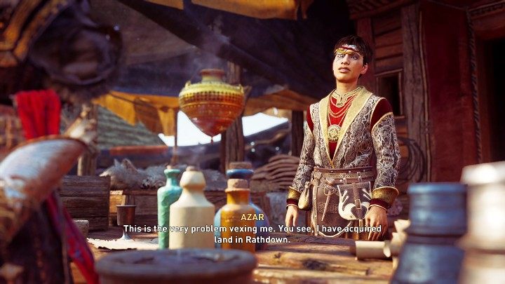 Udajcie się na bazar i porozmawiajcie z Azar - AC Valhalla Gniew Druidów: Wsparcie dla Rathdown/Rathdown Build Up - solucja - Assassins Creed Valhalla - poradnik do gry
