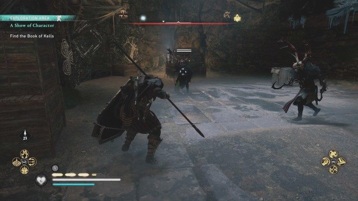 Idąc w głąb grobowca, dotrzecie do komnaty z dwoma przeciwnikami, którzy pilnują dostępu do zamkniętych drzwi - AC Valhalla Gniew Druidów: Próba charakteru/A Show of Character - solucja - Assassins Creed Valhalla - poradnik do gry