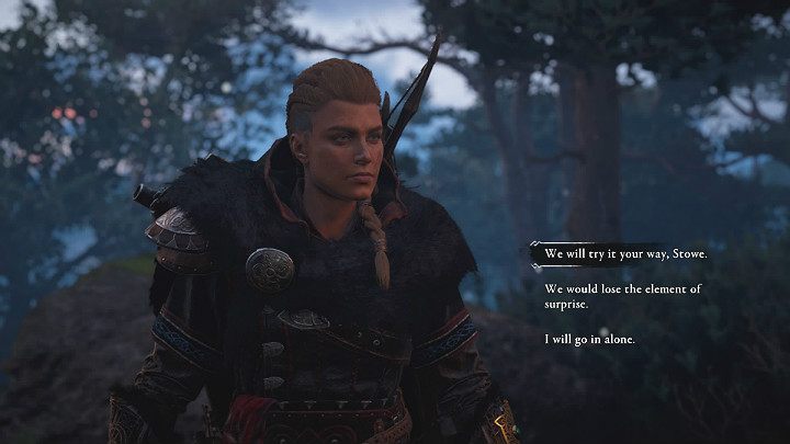 Stowe wraz z Erke czekają na Ciebie niedaleko saskiego obozu w którym stacjonuje spora ilość żołnierzy Fulke - Assassins Creed Valhalla: Przybądź nieoczekiwanie/Arrive Unexpected - solucja - Assassins Creed Valhalla - poradnik do gry