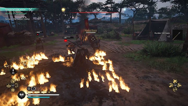 Bez względu na to na którą opcje się zdecydowałeś będziesz musiał zabezpieczyć obóz, a więc wyeliminować wszystkie cele, które się w nim znajdują - Assassins Creed Valhalla: Przybądź nieoczekiwanie/Arrive Unexpected - solucja - Assassins Creed Valhalla - poradnik do gry