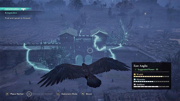 Jeśli zamierzasz wkroczyć do nieznanej lokacji, w której przebywa wielu przeciwników, to dobrym pomysłem jest również zwiad w wykonaniu kruka - Assassins Creed Valhalla: Skradanie się - Assassins Creed Valhalla - poradnik do gry