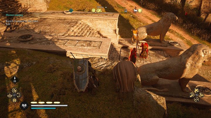 Do ratusza możesz dostać się na dwa sposoby: eliminując wszystkich strażników po drodze, by nie przeszkadzali w przejściu do kolejnego etapu tego zadania lub po cichu, skradając się ulicami miasta - Assassins Creed Valhalla: Powrót do domu/Homecoming - solucja, opis przejścia - Assassins Creed Valhalla - poradnik do gry