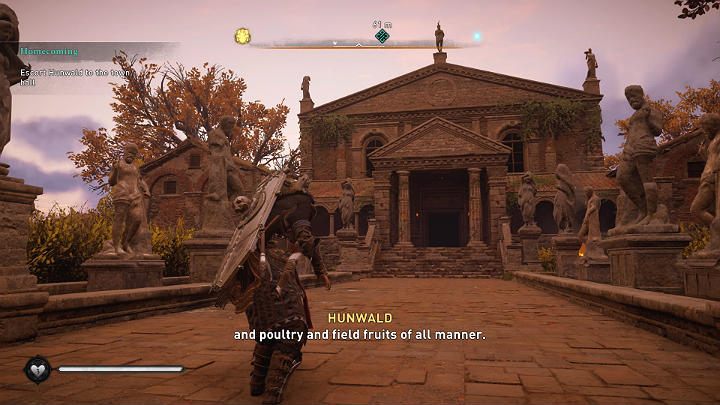 Wtedy musisz udać się do punktu docelowego bocznymi ścieżkami, a gdy będziesz już w pobliżu ratusza wskocz na dach i zeskocz dokładnie przed drzwiami wejściowymi, by nie zwrócić uwagi elitarnych strażników stojących przed głównym wejściem - Assassins Creed Valhalla: Powrót do domu/Homecoming - solucja, opis przejścia - Assassins Creed Valhalla - poradnik do gry