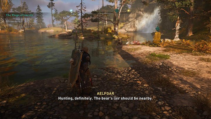 Na miejscu w którym ma dojść do polowania natraficie na Grima, normańskiego wojownika, który zjawił się tam na wyraźną prośbę Aelfgara - Assassins Creed Valhalla: Tan Lincoln/The Thegn of Lincoln - solucja - Assassins Creed Valhalla - poradnik do gry