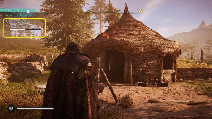 Gdy spłonie kilka budynków pasek postępu zapełni się do maksimum i będziesz mógł przejść do kolejnego etapu tej misji - Assassins Creed Valhalla: Krwawa droga do pokoju - solucja, opis przejścia - Assassins Creed Valhalla - poradnik do gry