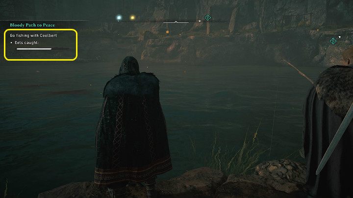 Teraz będziesz musiał złowić kilka węgorzy przy użyciu liny lub po prostu ustrzelić je z łuku (co jest znacznie szybszym i prostszym rozwiązaniem) - Assassins Creed Valhalla: Krwawa droga do pokoju - solucja, opis przejścia - Assassins Creed Valhalla - poradnik do gry